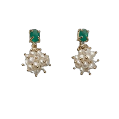 Chrysoprase and Pearl Earrings