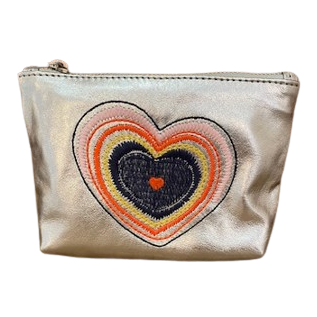 Embroidered Leather Mini Clutch