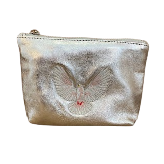 Embroidered Leather Mini Clutch