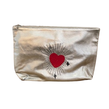 Embroidered Leather Clutch