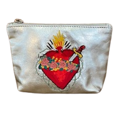 Embroidered Leather Mini Clutch