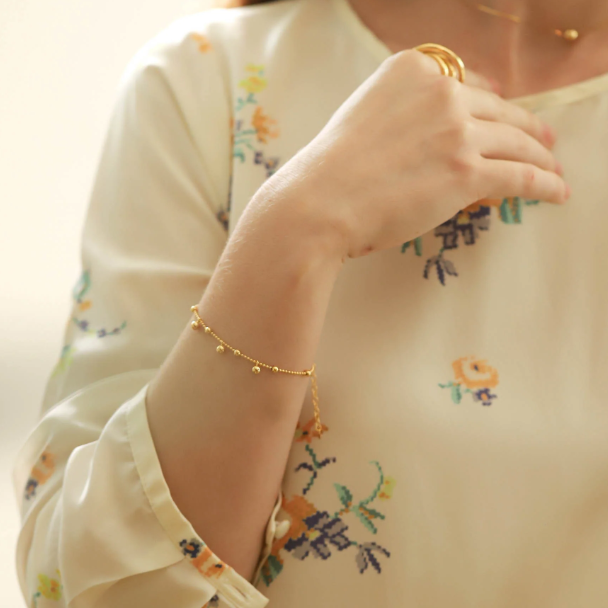 Ball Chain Bracelet with Gold Ball Charms
