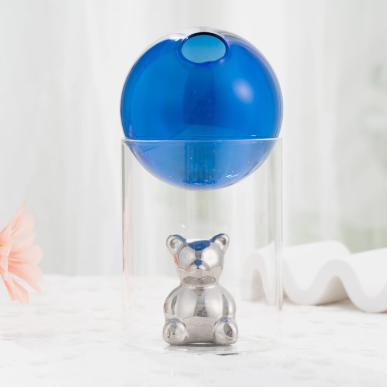 Glass Bear Hydroponic Vase