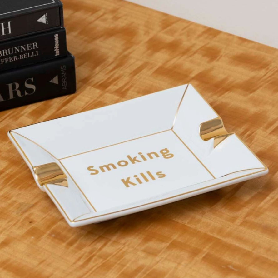 Smoking Kills Porcelain Ashtray Catchall