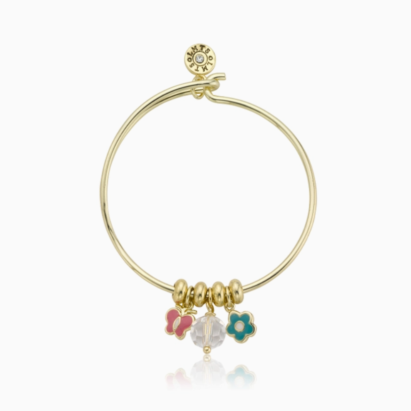 Butterfly & Flower Charm Bangle