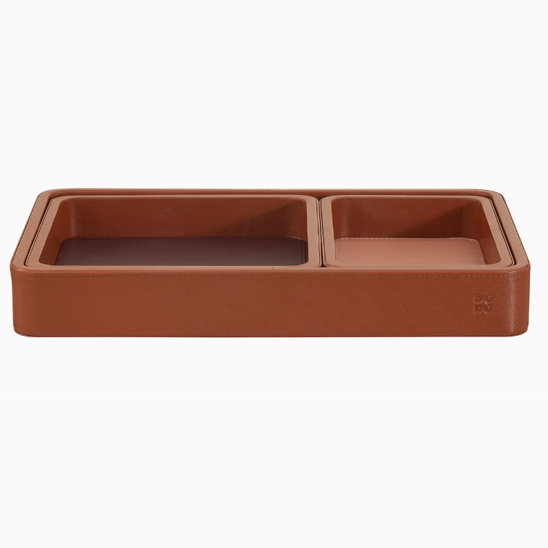 Leather Valet Tray Organiser Set