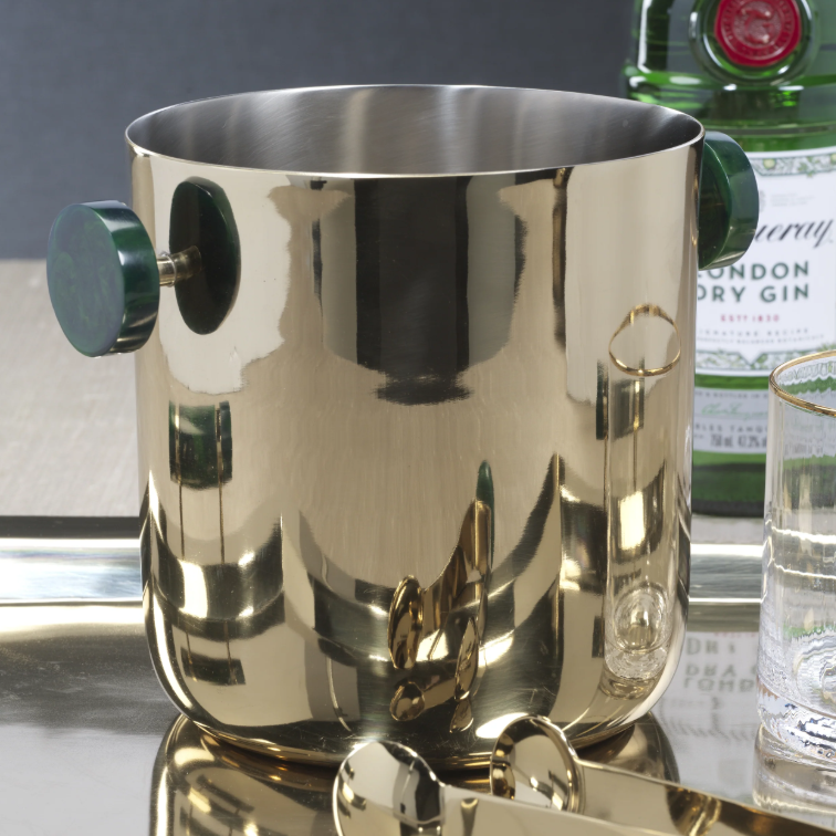 Spiga Ice Bucket and Tongs - Green