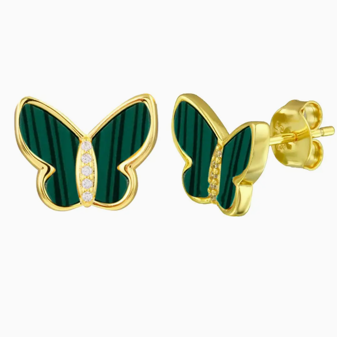 Malachite Butterfly Studs