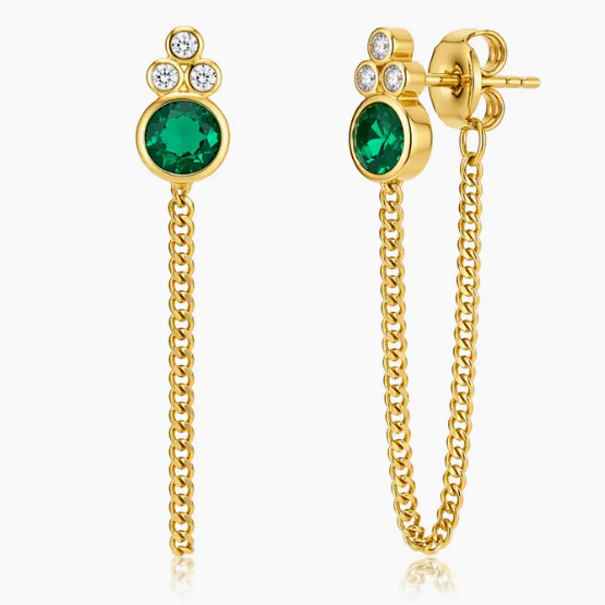 Emerald Chain Earrings