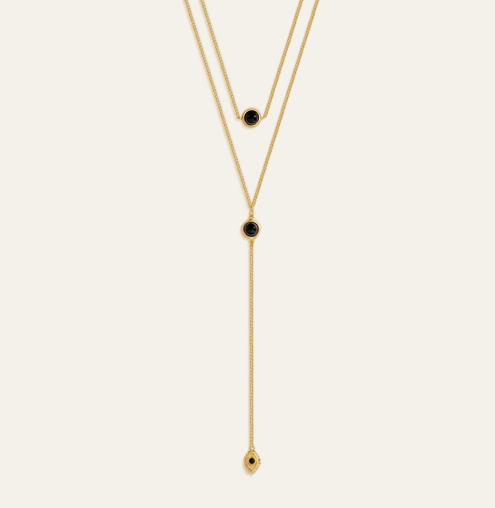 Mystic Onyx Lariat Necklace