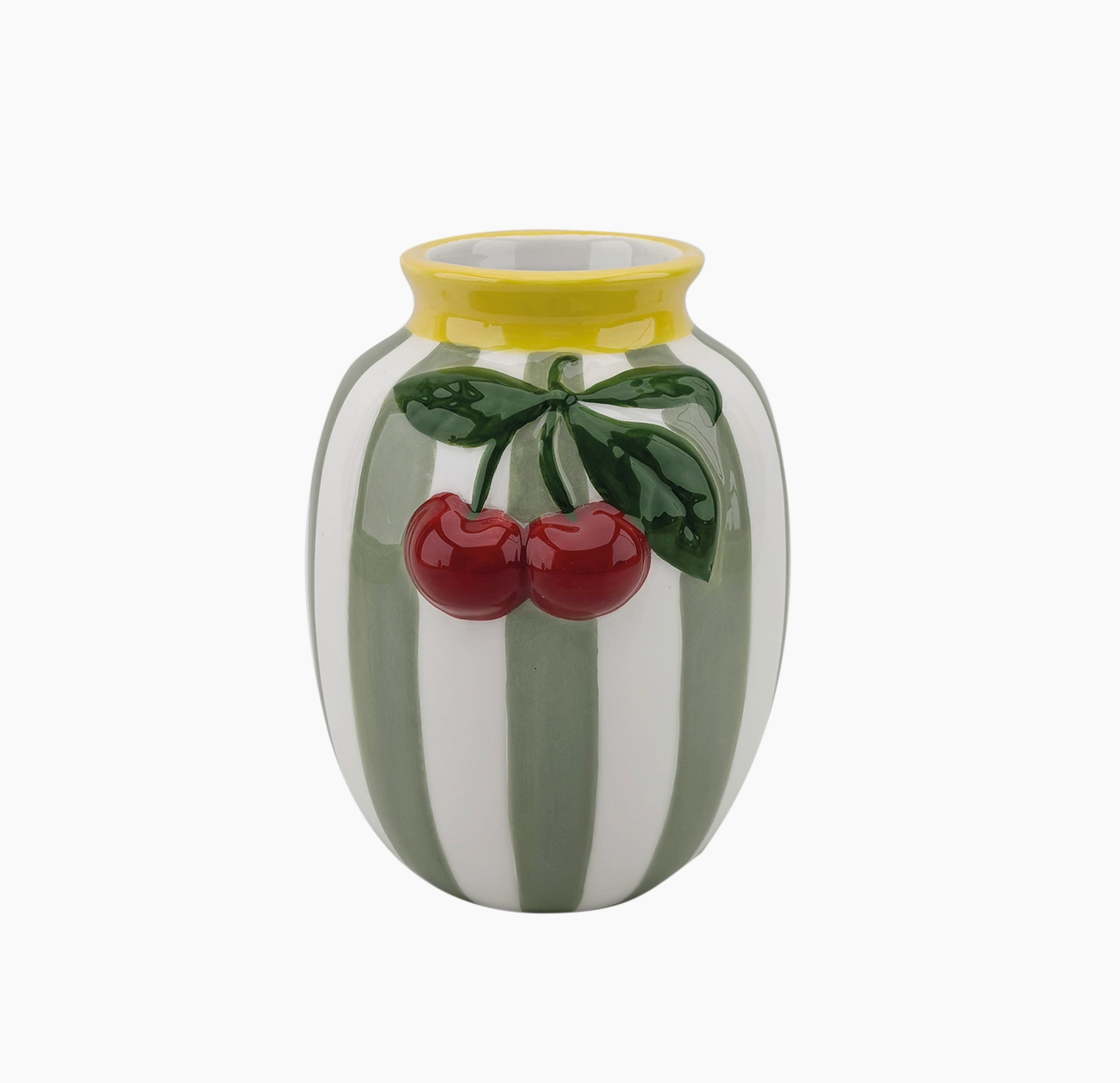 Green Stripe Cherry Vase