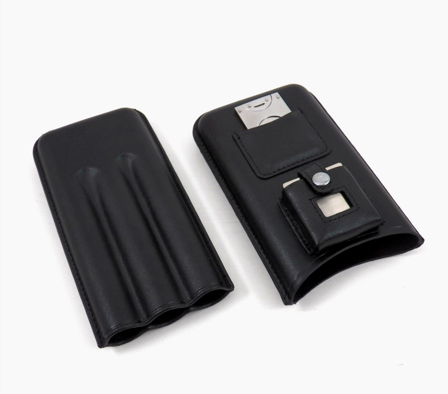 Cigar Holder with Cutter and Lighter -  Black