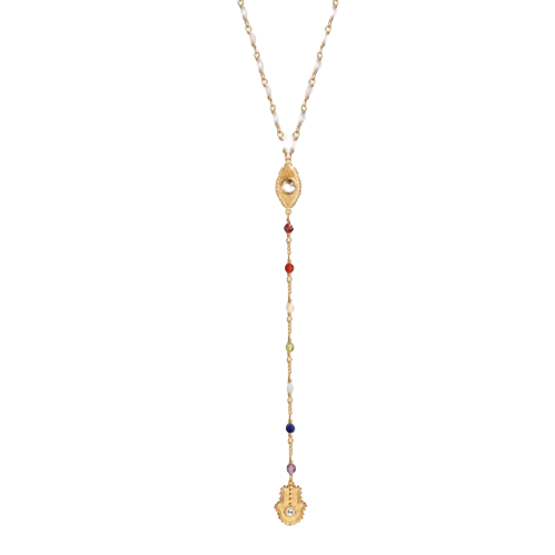Moonstone Chakra Rosary Necklace