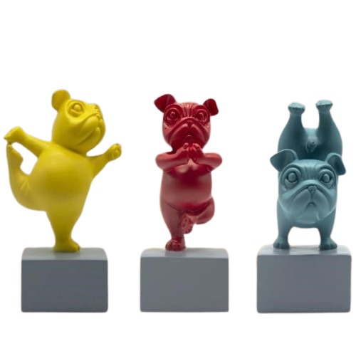 Yoga Dog Statues - Set of 3