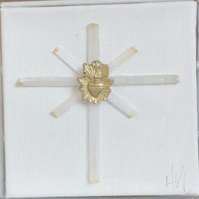 Sacred Heart Selenite Cross