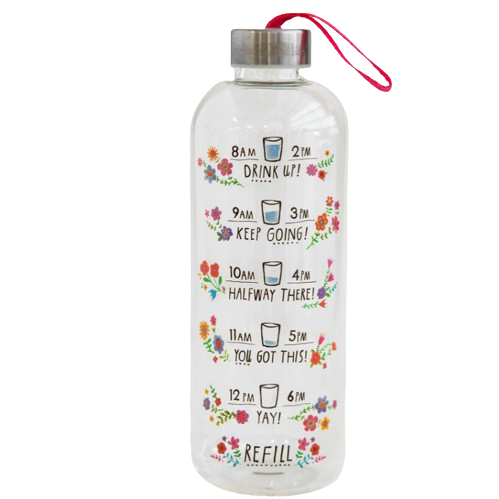 Floral Glass Water Bottle - 32oz