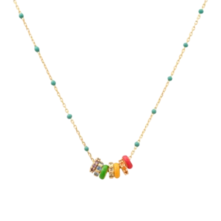 Enamel Beaded Chain with Rainbow Rondelles