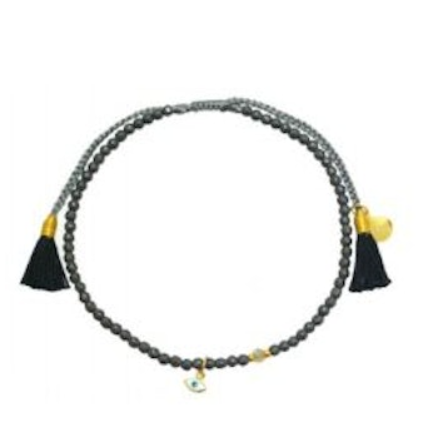 Beaded Bracelet with Enamel Evil Eye Charm