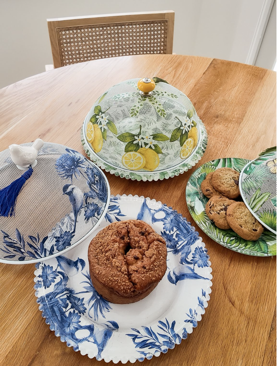 Large Printed Cake Plate & Dome