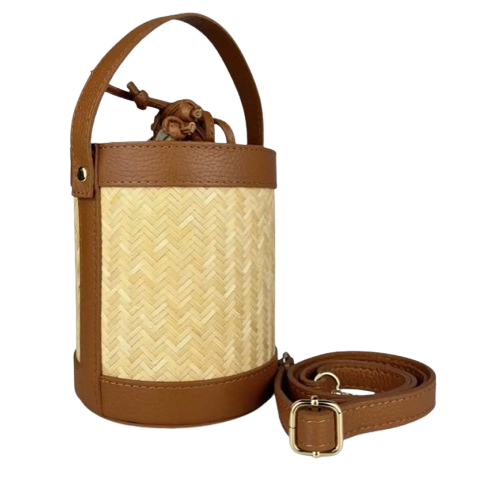 Leather & Bamboo Bucket Bag