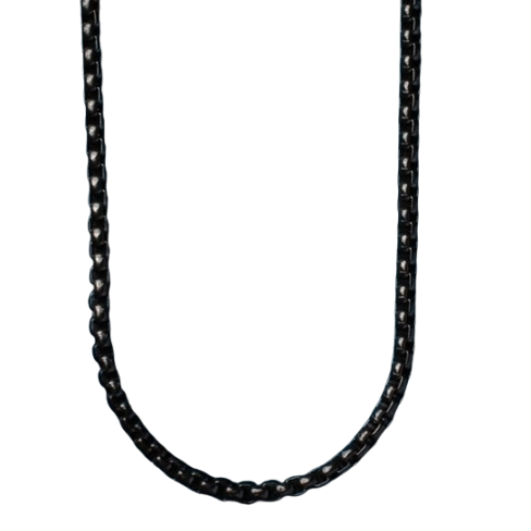 Mens Black Stainless Steel Chain Necklace