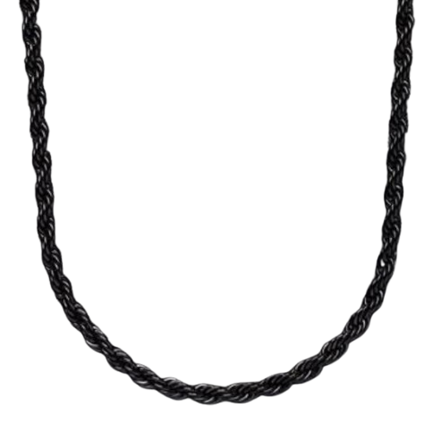 Mens Black Stainless Steel Chain Necklace