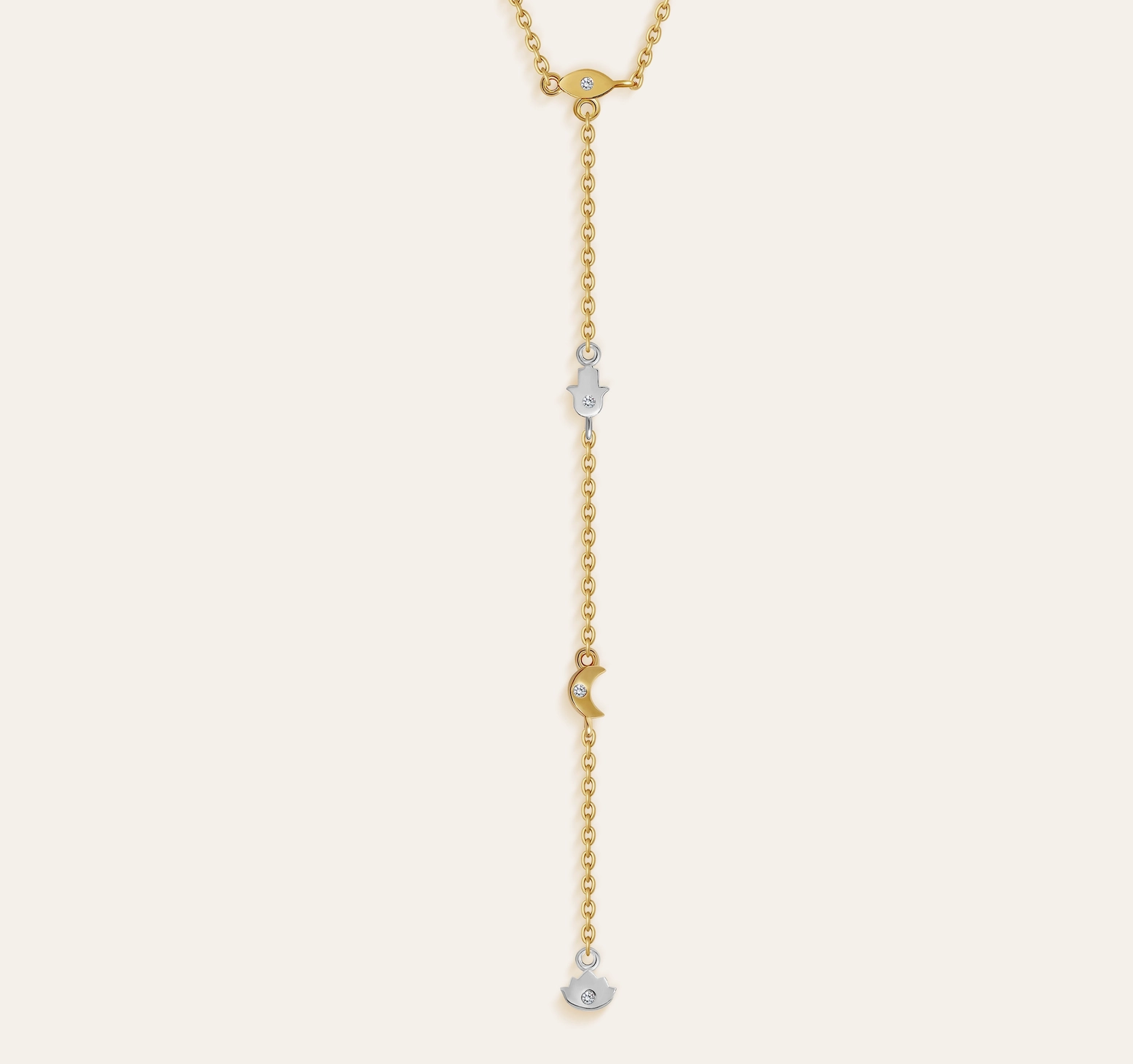 Multi Charm Lariat Necklace