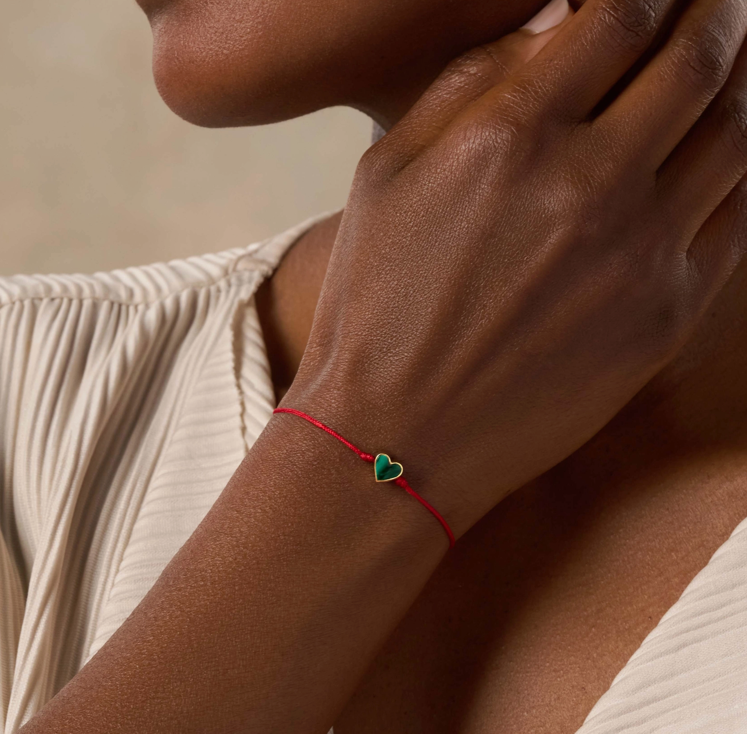 Malachite Heart String Bracelet