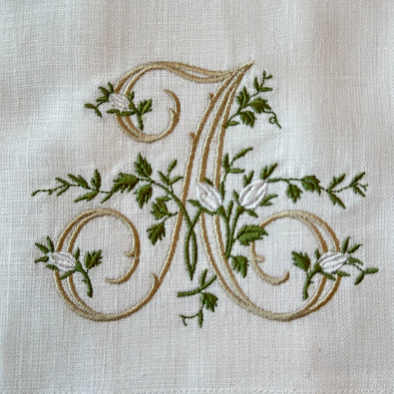 Floral Monogram Linen Towel
