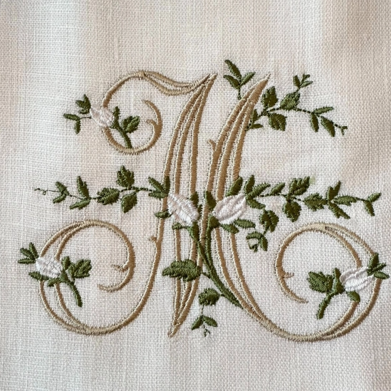 Floral Monogram Linen Towel