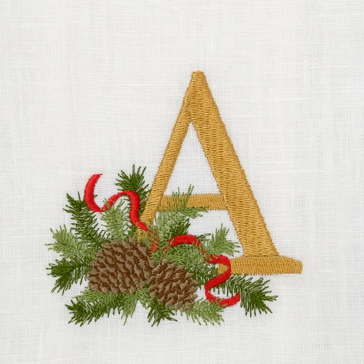 Christmas Monogram Linen Towel