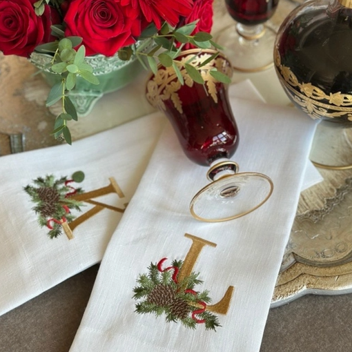 Christmas Monogram Linen Towel