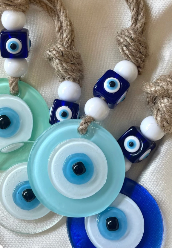 Blue Wood Board With Eye Tassel