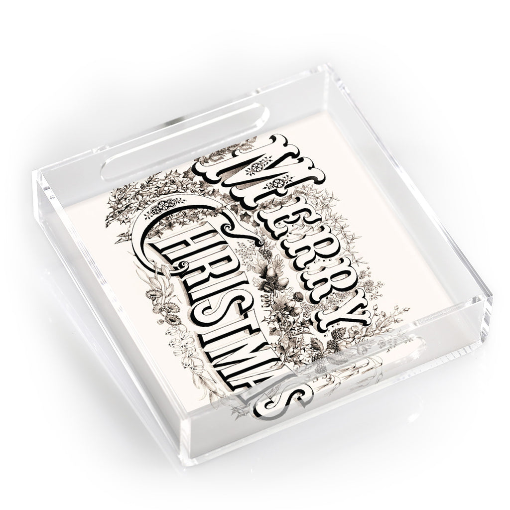 Square Lucite Tray - Merry Christmas