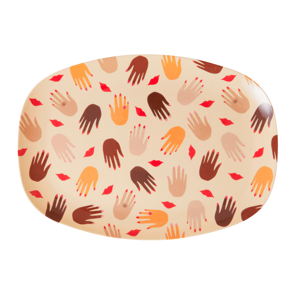 Melamine Rectangle Plate - Hands and Kisses