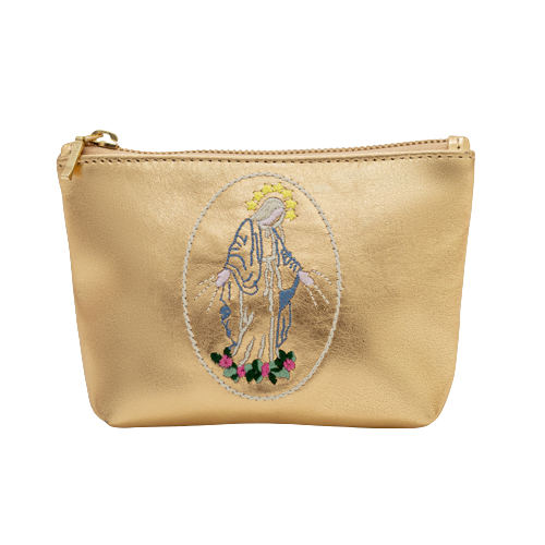 Embroidered Leather Mini Clutch