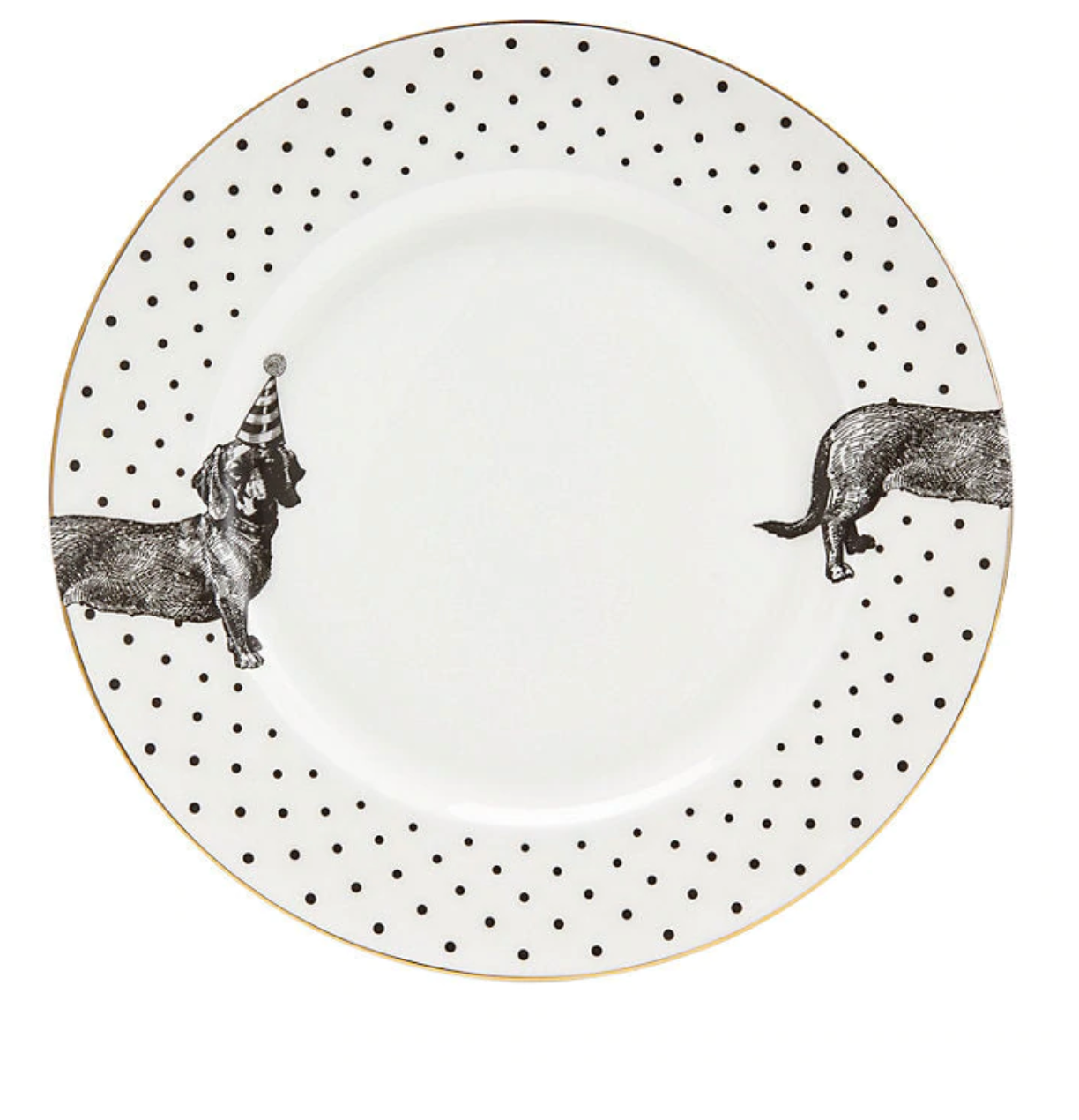 Monochrome Party Pup Dinner Plate