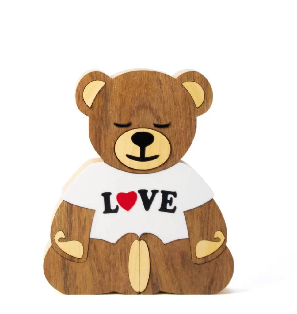Love Bear Wood Sculpture