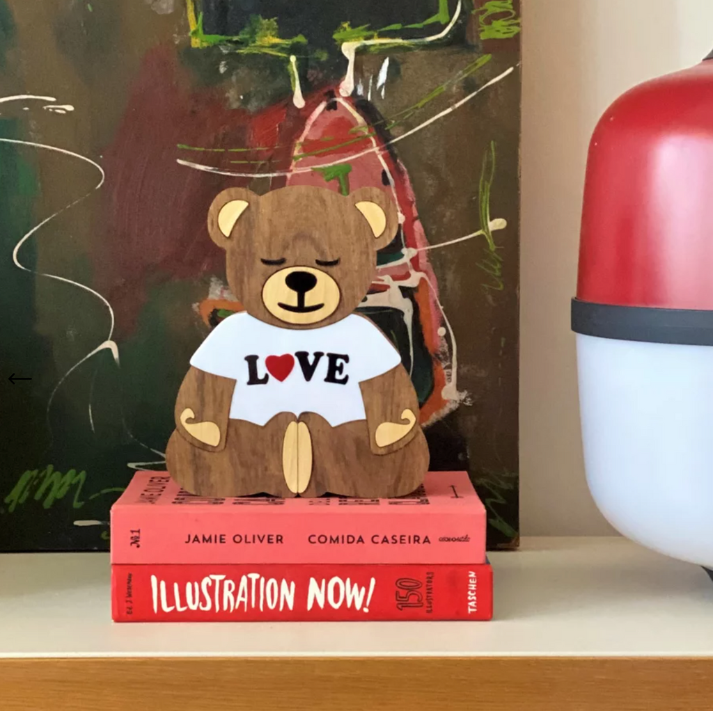 Love Bear Wood Sculpture