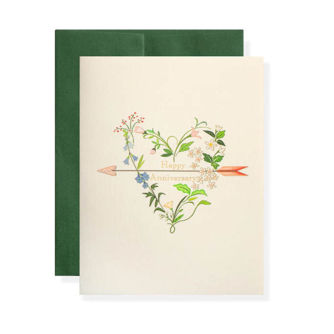 Floral Anniversary Heart Card
