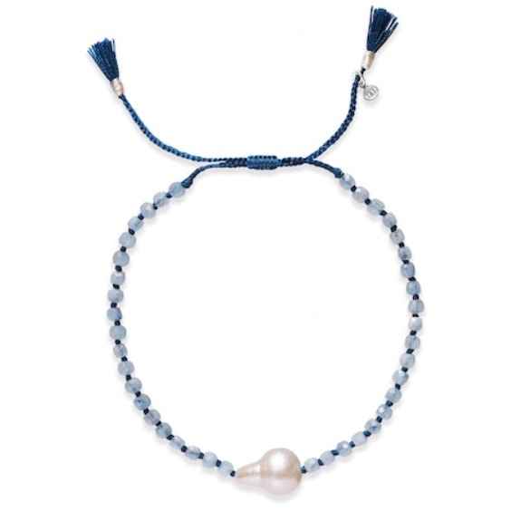 Aquamarine and Pearl Beaded Bracelet