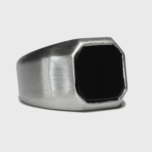 Onyx Inlay Octagon Ring
