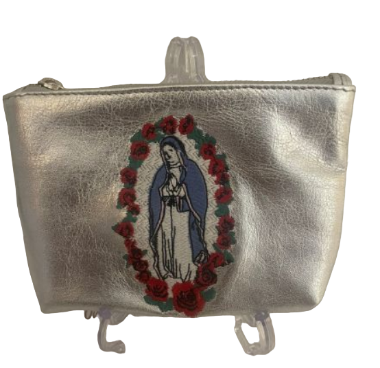 Embroidered Leather Mini Clutch