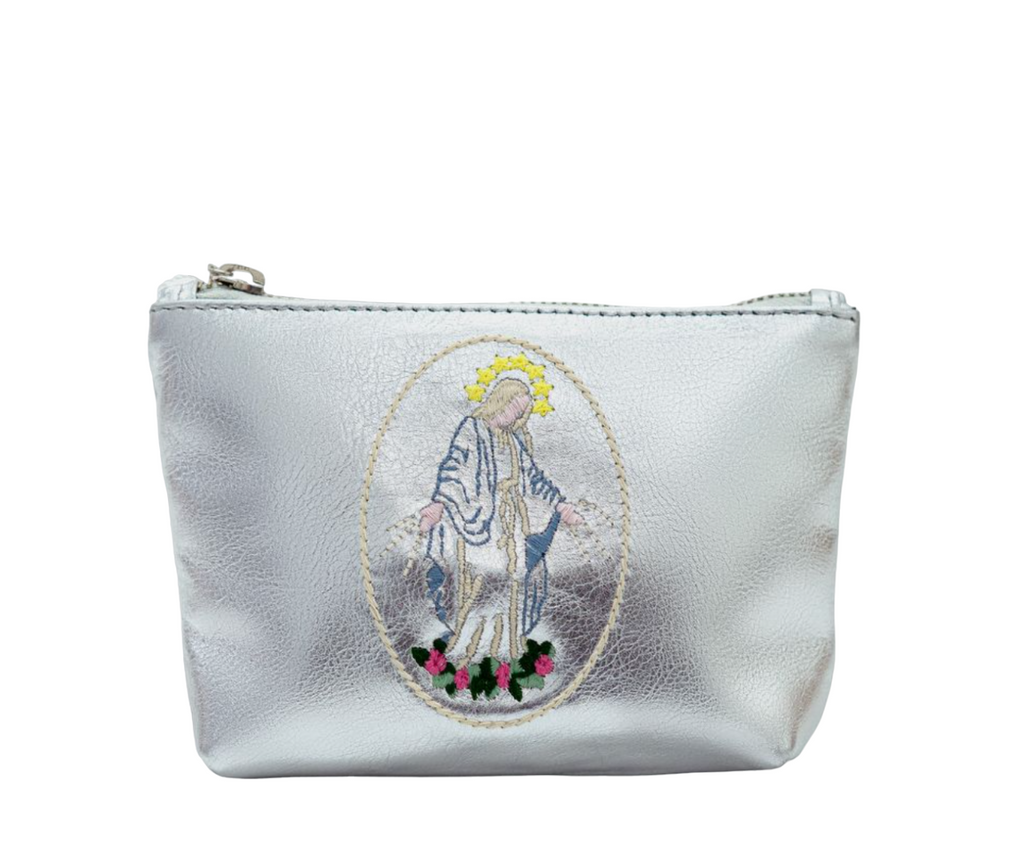 Embroidered Leather Mini Clutch