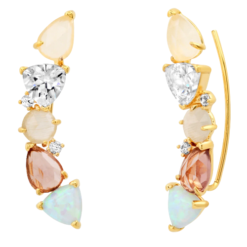 Opal Mixed Stone Crawler Earrings