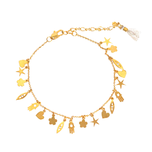 Gold Lucky Charm Bracelet with Tassel