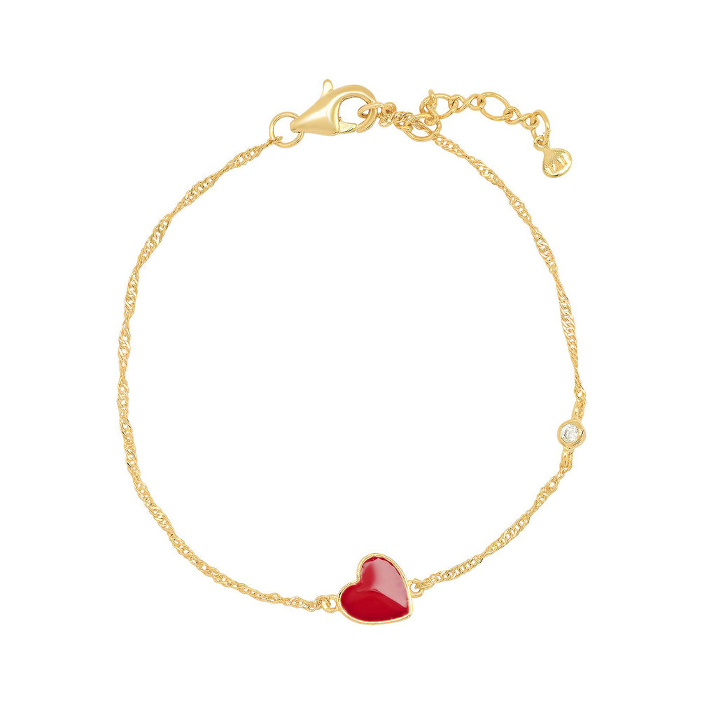 Heart Enamel Chain Bracelet