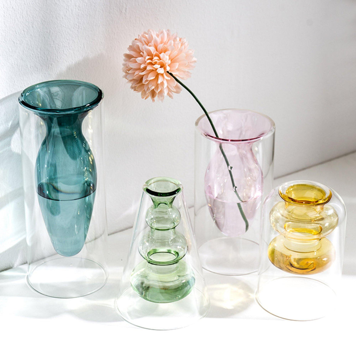 Colorful Clear Glass Vase - Large
