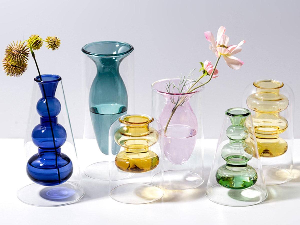 Colorful Clear Glass Vase - Large