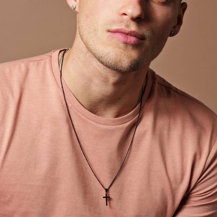 Mens Black Cross Necklace